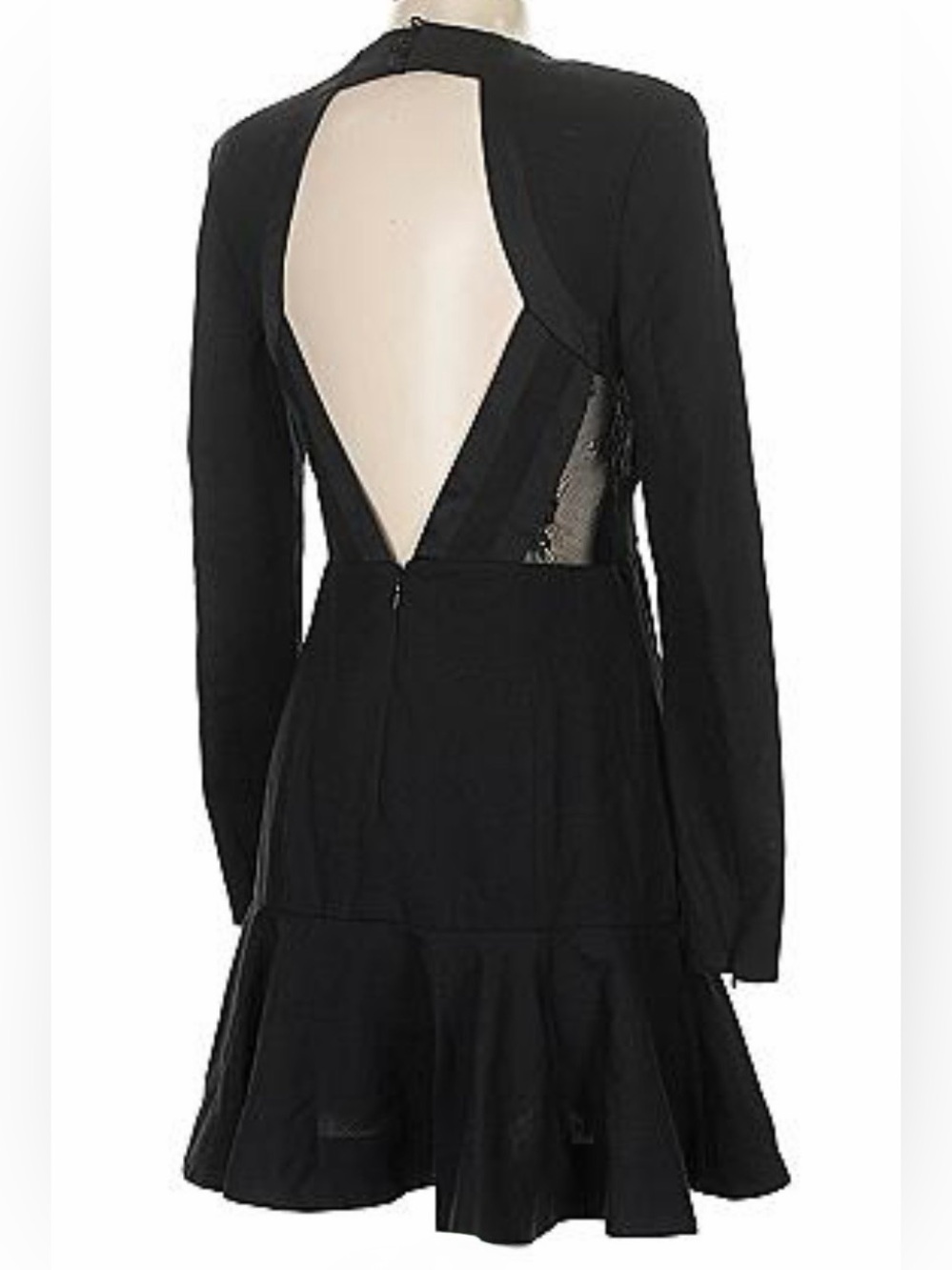 Fame and Partners Black Long Sleeve Open-Back Lace Dress 4-Saks Fifth Avenue